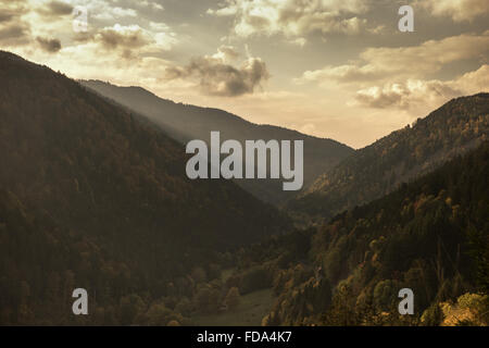 Freiburg, Germany, view over forested mountains in Hoellental Stock Photo