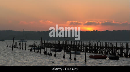 Sunsets over Brownsea Island Dorset UK Stock Photo - Alamy