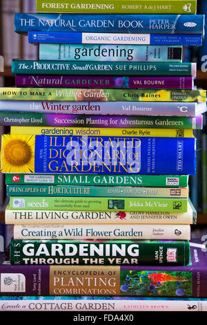 Stack of Gardening books Stock Photo