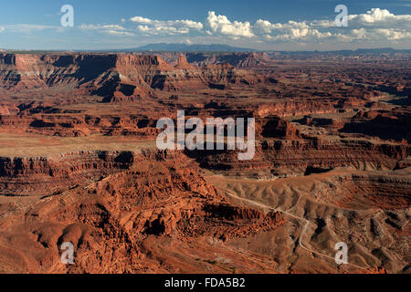 View from Dead Horse Point Overlook to erosion-scenery, evening light, Dead Horse Point State Park, Utah, USA Stock Photo