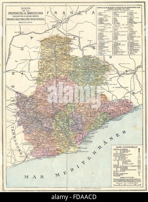 SPAIN: Mapa de la Provincia de Barcelona, 1913 Stock Photo