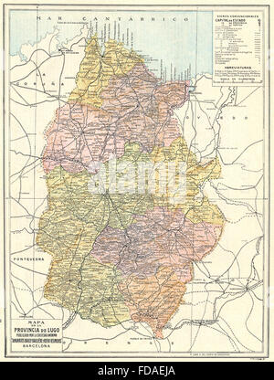 SPAIN: Mapa de la Provincia de Lugo, 1913 Stock Photo