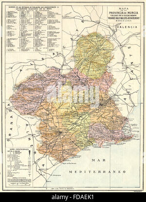 SPAIN: Mapa de la Provincia de Murcia, 1913 Stock Photo