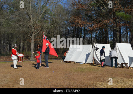 A reenactment of the Battle of Cowpens in the American Revolutionary War at the Cowpens Battleground in Cowpens, South Carolina. Stock Photo