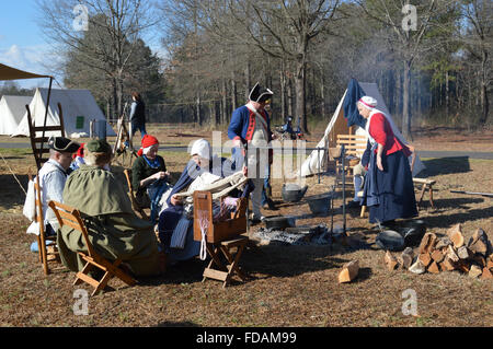 A reenactment of the Battle of Cowpens in the American Revolutionary War at the Cowpens Battleground in Cowpens, South Carolina. Stock Photo