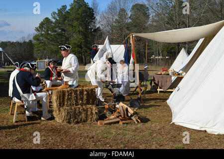 A reenactment of the Battle of Cowpens in the American Revolutionary War at the Cowpens Battleground in Cowpens, South Carolina. Stock Photo