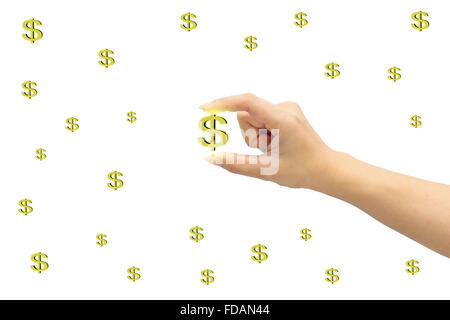 human hand with money isolate on white background Stock Photo