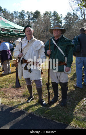 A reenactment of the Battle of Cowpens in the American Revolutionary War at the Cowpens Battleground in Cowpens, South Carolina. Stock Photo