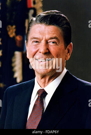 Official White House photo of Ronald Reagan, the 40th President of the USA, c.1981-1983 Stock Photo