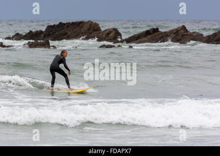 Surfing in Cornwall Stock Photo