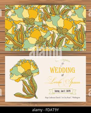 Floral vector card templates. Hand drawn design for Save The Date, Thank you card, RSVP, Greeting card, baby shower, mothers day Stock Vector
