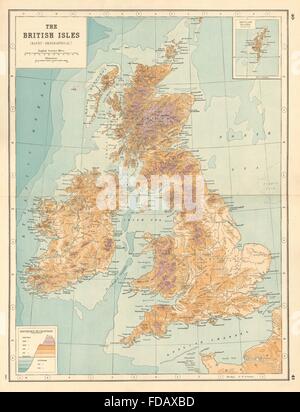 BRITISH ISLES: Relief. Ocean depths. Mountain heights. UK. HARMSWORTH, 1920 map Stock Photo