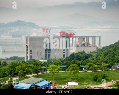 The Three Gorges Hydro Electric Dam At Sandouping, Located in Yiling District, Yichang Hubei Province, China. Stock Photo