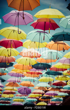 Street Decorated With Colored Umbrellas Madrid Getafe Spain Stock Photo Alamy