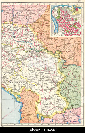 HARMSWORTH 1920 map BALKANS GREECE Bulgaria Albania Yugoslavia; Inset Athens