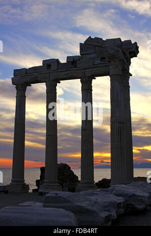 Temple of Apollo in the evening, Side town, Turkey Stock Photo