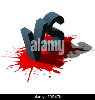 Isometric Versus letters or vs logo isolated on red splash. Vector illustration Stock Vector