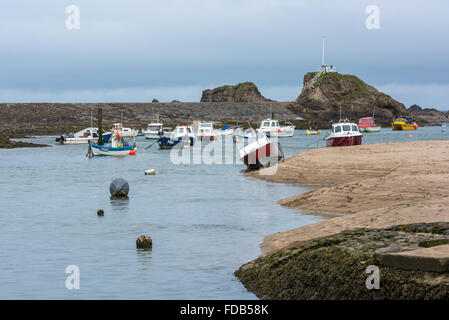 Boats in the harbour at Bude Stock Photo