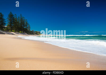 Deserted section of Dicky Beach on a sunny day, Caloundra, Queensland, Australia Stock Photo