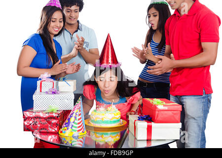 Group Teenager Friends Birthday Party Celebrations Stock Photo