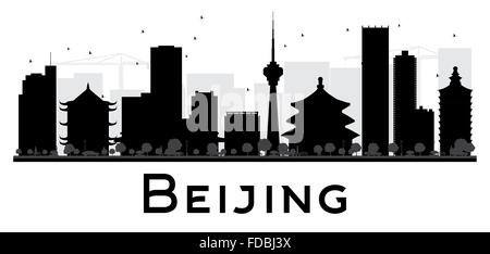 Beijing City skyline black and white silhouette. Vector illustration. Simple flat concept for tourism presentation, banner Stock Vector