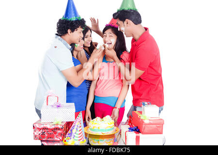 Group Teenager Friends Birthday Party Celebrations Stock Photo
