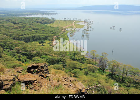 Scenic landscape view of Lake Nakuru National Park, Kenya Stock Photo