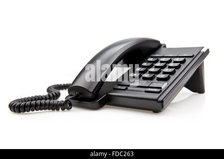 Black Office Phone isolated on white background Stock Photo