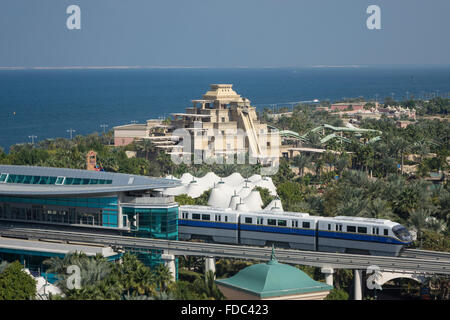 United Arab Emirates, Dubai, Palm Monorail & waterpark Stock Photo
