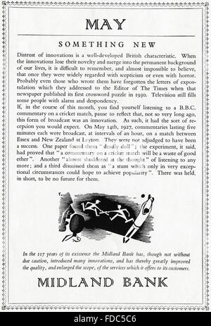 Original vintage advert from 1950s. Advertisement from 1954 advertising Midland Bank. Stock Photo