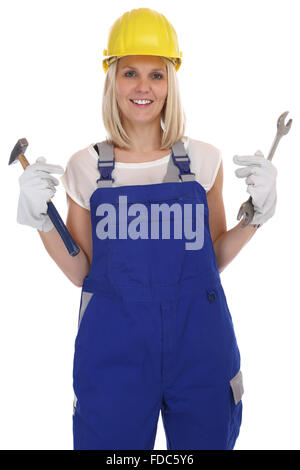 Craftsman woman female craftsmanship worker job isolated on a white background Stock Photo