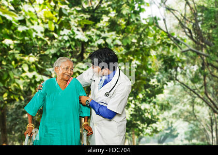 Doctor Patient Park Walker Standing Support Stock Photo