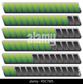 Progress or loading bars in sequence. vector. Stock Vector