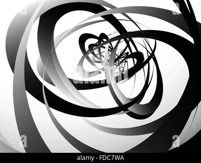 Abstract monochrome texture with overlapping circular, oval shapes. Grayscale artistic background Stock Vector