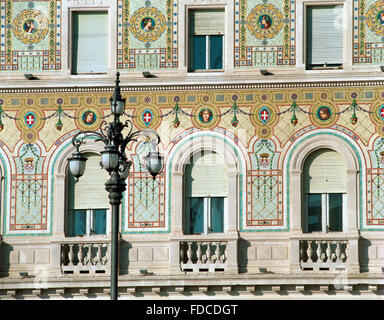 Italy, Friuli Venezia Giulia, Trieste, Unità d'Italia Square,  Palazzo del Governo Palace, Detail Facade. Stock Photo