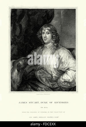 James Stewart, 1st Duke of Richmond, 4th Duke of Lennox KG (6 April 1612 – 30 March 1655) was a Scottish nobleman. Stock Photo