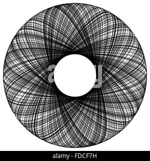 Spirograph pattern like rotating spiral, vortex shape. Abstract monochrome element. Stock Vector