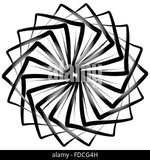 Spirograph pattern like rotating spiral, vortex shape. Abstract monochrome element. Stock Vector