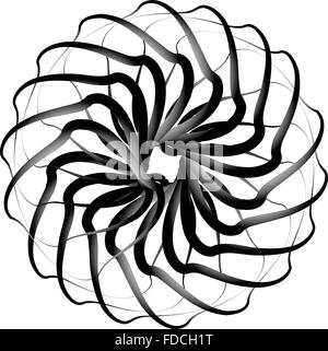 Spirograph pattern like rotating spiral, vortex shape. Abstract monochrome element. Stock Vector