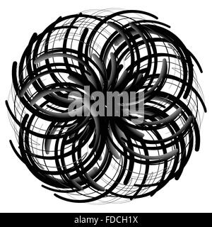 Spirograph pattern like rotating spiral, vortex shape. Abstract monochrome element. Stock Vector