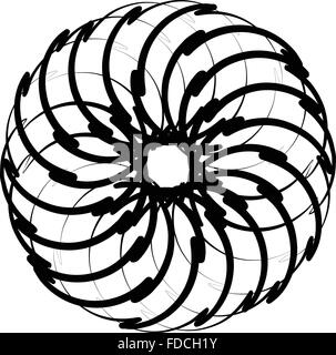 Spirograph pattern like rotating spiral, vortex shape. Abstract monochrome element. Stock Vector