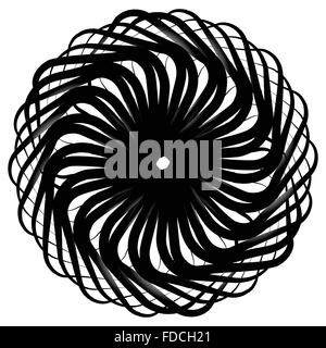 Spirograph pattern like rotating spiral, vortex shape. Abstract monochrome element. Stock Vector