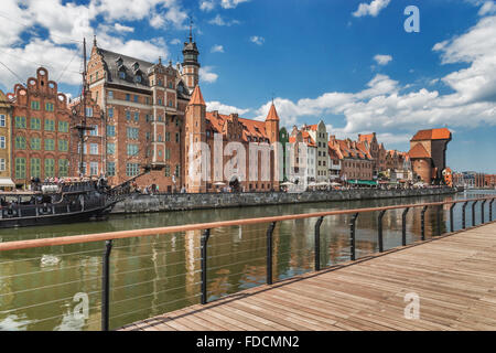 View over the Motlawa to the old town of Gdansk, Pomerania, Poland, Europe Stock Photo