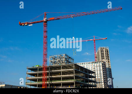 101 Embankment and One Greengate buildings under construction, from Greengate Square, Salford, Manchester, UK Stock Photo