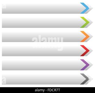 Empty banner, button background with arrow shape in various colors. Stock Vector