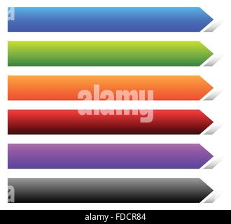 Empty banner, button background with arrow shape in various colors. Stock Vector
