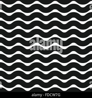 Horizontal zigzag or wavy lines monochrome pattern. Repeatable. Stock Vector