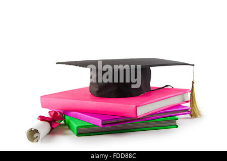 Book Education Degree and Convocation Cap nobody Stock Photo