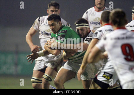 Treviso, Italy. 30th January, 2016. Treviso's player Sam Christie fights for the ball during Rugby Guinness Pro12 match  between Benetton Treviso and Ulster on 30th January, 2016. Credit:  Andrea Spinelli/Alamy Live News Stock Photo