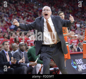 Miami head coach Jim Larranaga looks on during the NIT tournament in ...